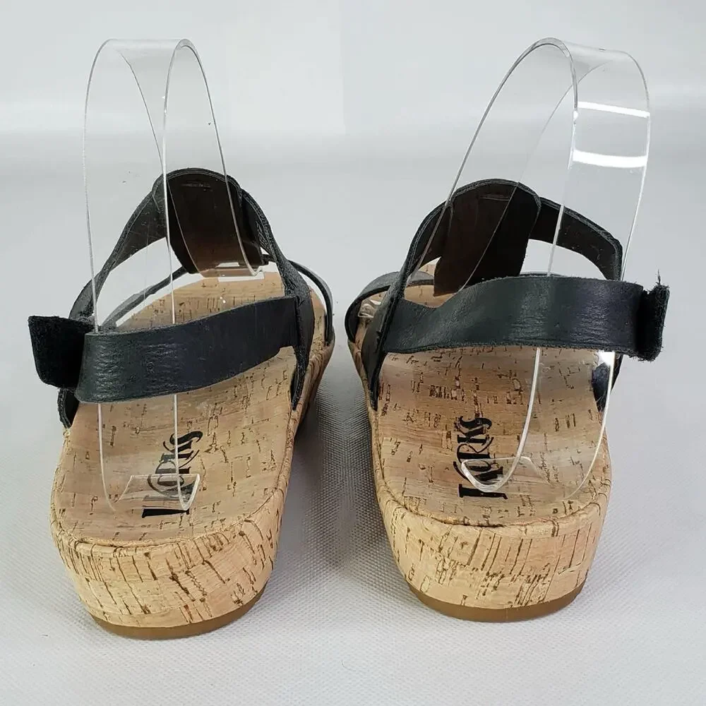 Korks Kork-Ease Yolandi Sandals Size 7 Black Leather Strappy Ankle Strap